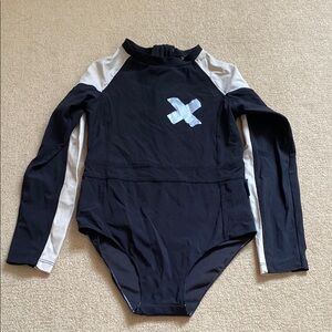 Kids Swim Long Sleeve Swimsuit - Black and White